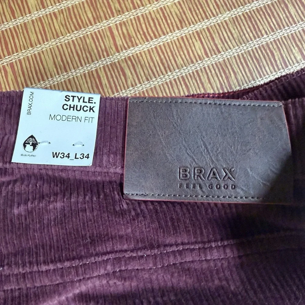 BRAX Chuck Corduroy Trousers Portobello Hi-flex Red 34x34 St-wa Eco-yarn